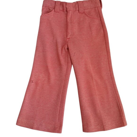 Vintage 1970's Girls sz 5 21x14 Polyester Bootcut Flare Jeans Winnie Pooh Sears - Picture 1 of 7